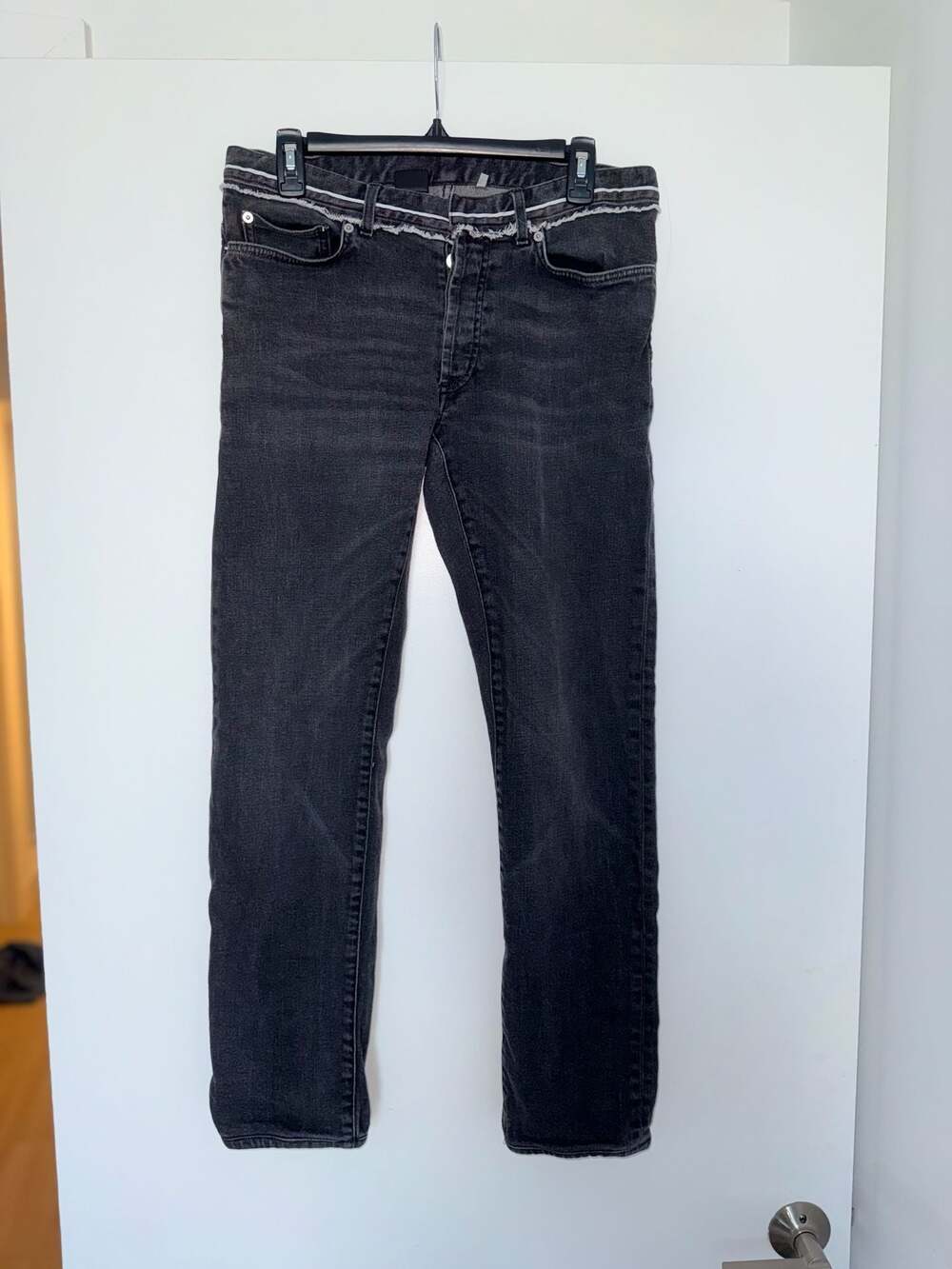Dior Homme AW06 Raw Edge Waistband Black Denim Jeans